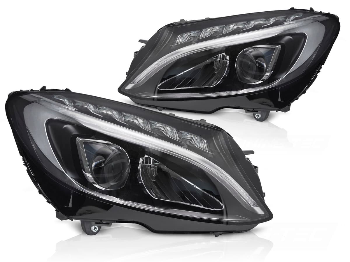 Predné Full LED svetlá Mercedes C trieda W205 14-18 DRL Black Sedan / Kombi